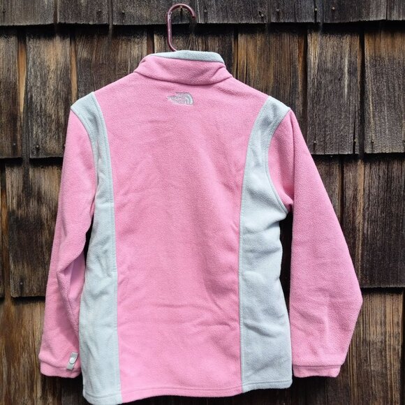 Girls North Face Pink Gray Full Zip Fleece Jacket Size Youth - Picture 3 of 12